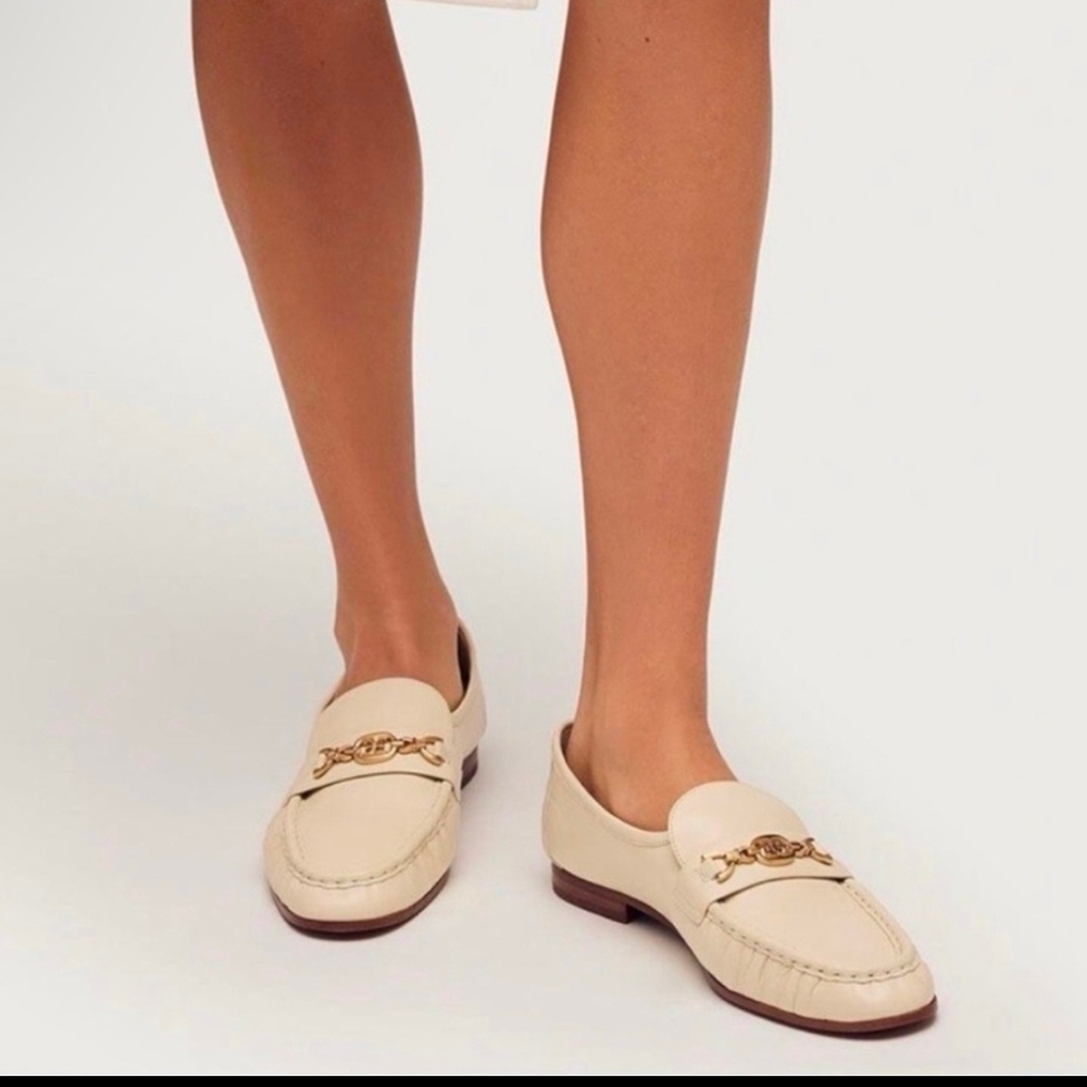 Sam Edelman Women's Cream Loafers Gold Hardware Size 11 - Picture 8 of 14